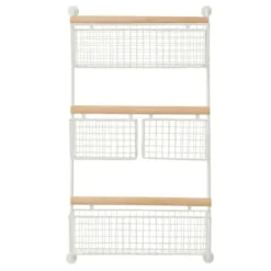 Wall Storage-Kirkland's Home Metal 4-Basket Wall Shelf White
