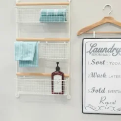 Wall Storage-Kirkland's Home Metal 4-Basket Wall Shelf White
