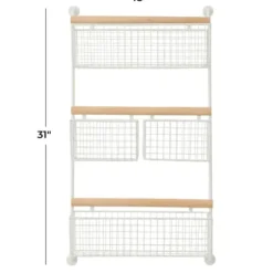 Wall Storage-Kirkland's Home Metal 4-Basket Wall Shelf White