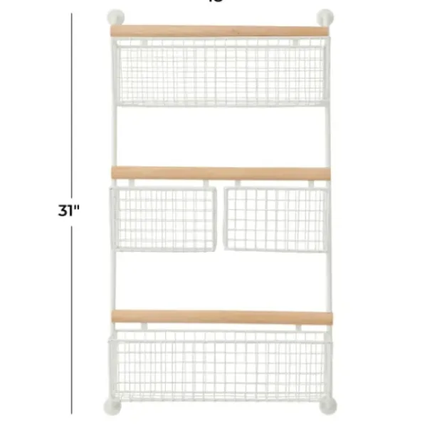 Wall Storage-Kirkland's Home Metal 4-Basket Wall Shelf White