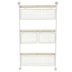 Wall Storage-Kirkland's Home Metal 4-Basket Wall Shelf White