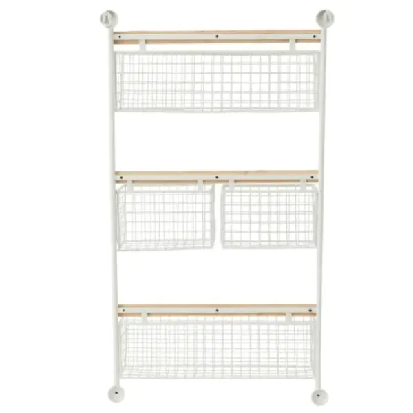 Wall Storage-Kirkland's Home Metal 4-Basket Wall Shelf White
