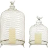 Lanterns-Kirkland's Home Metal Bird Cage Cloche Lanterns, Set Of 2 Silver