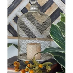 Lanterns-Kirkland's Home Metal Bird Cage Cloche Lanterns, Set Of 2 Silver
