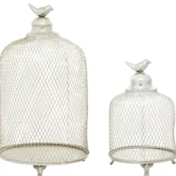 Lanterns-Kirkland's Home Metal Bird Cage Cloche Lanterns, Set Of 2 Silver
