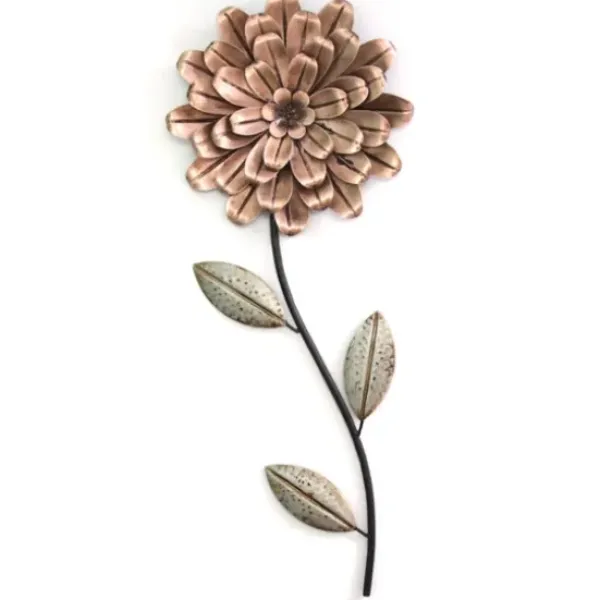 Wall Plaques-Kirkland's Home Metal Blush Romantic Flower Stem Wall Sculpture Pink/Green