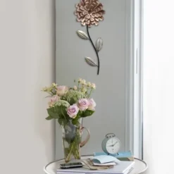 Wall Plaques-Kirkland's Home Metal Blush Romantic Flower Stem Wall Sculpture Pink/Green