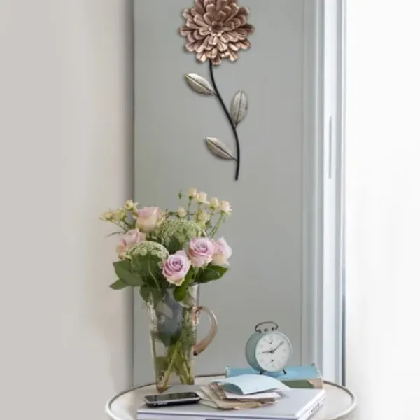 Wall Plaques-Kirkland's Home Metal Blush Romantic Flower Stem Wall Sculpture Pink/Green