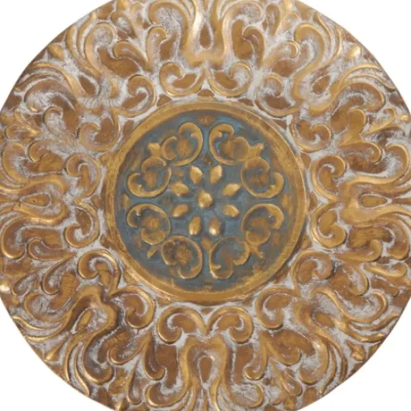 Wall Plaques-Kirkland's Home Metal Carved Floral Wall Sculpture Gold