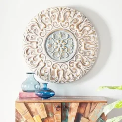 Wall Plaques-Kirkland's Home Metal Carved Floral Wall Sculpture Gold