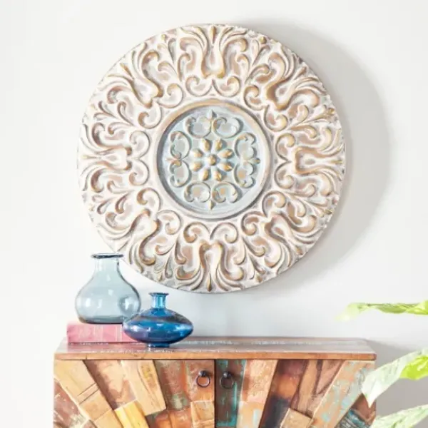 Wall Plaques-Kirkland's Home Metal Carved Floral Wall Sculpture Gold