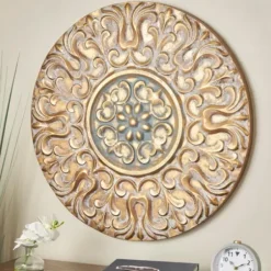 Wall Plaques-Kirkland's Home Metal Carved Floral Wall Sculpture Gold