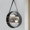 Shelves-Kirkland's Home Metal Circle Wall Shelf With Leather Strap
