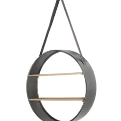 Shelves-Kirkland's Home Metal Circle Wall Shelf With Leather Strap