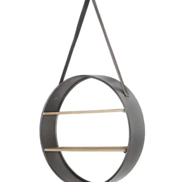 Shelves-Kirkland's Home Metal Circle Wall Shelf With Leather Strap