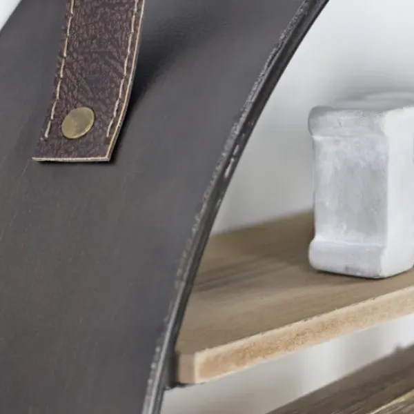 Shelves-Kirkland's Home Metal Circle Wall Shelf With Leather Strap