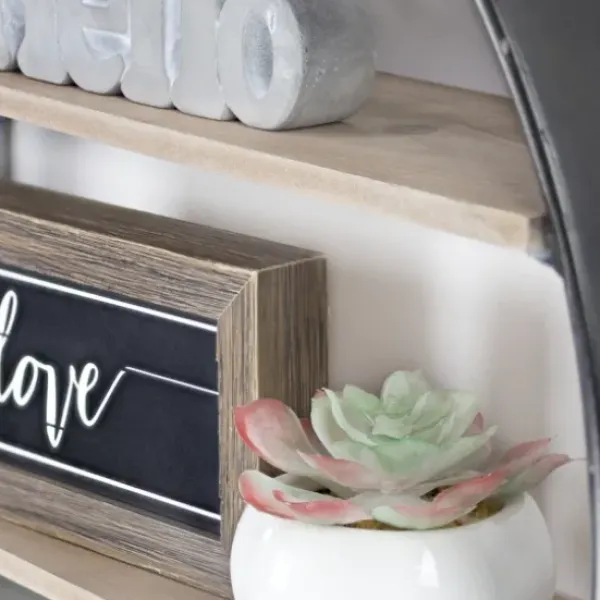 Shelves-Kirkland's Home Metal Circle Wall Shelf With Leather Strap