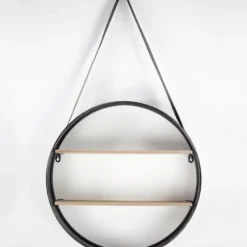 Shelves-Kirkland's Home Metal Circle Wall Shelf With Leather Strap