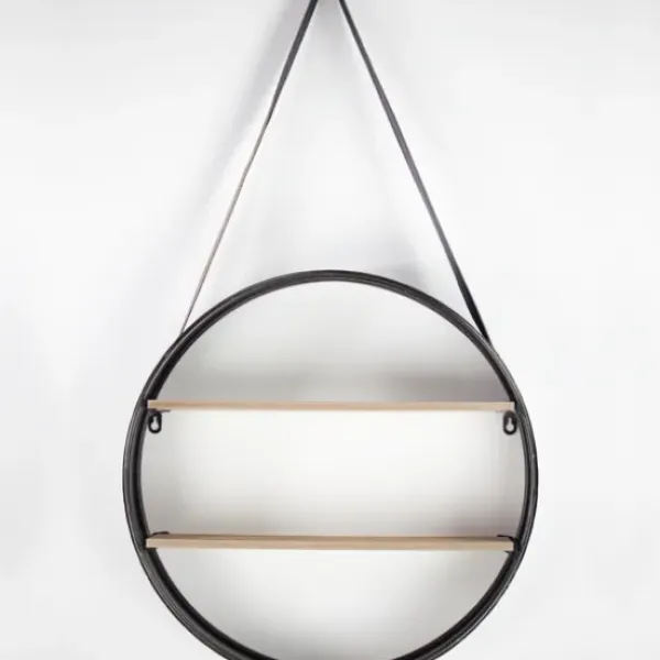 Shelves-Kirkland's Home Metal Circle Wall Shelf With Leather Strap