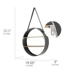Shelves-Kirkland's Home Metal Circle Wall Shelf With Leather Strap