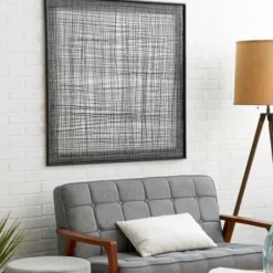 Wall Plaques-Kirkland's Home Metal Crosshatch Mesh Framed Wall Sculpture Black