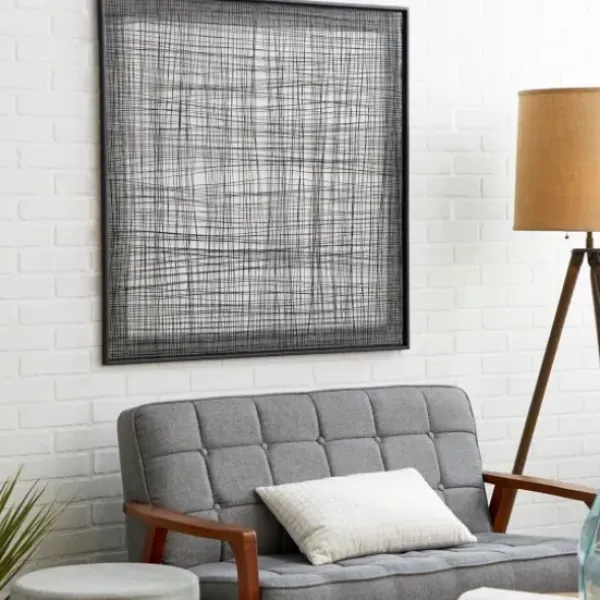 Wall Plaques-Kirkland's Home Metal Crosshatch Mesh Framed Wall Sculpture Black
