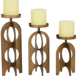 Candle Holders-Kirkland's Home Metal Cutout Candle Holders, Set Of 3 Gold