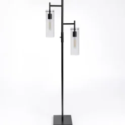 Floor Lamps-Kirkland's Home Metal Cylinder Shade Floor Lamp Black
