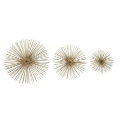 Wall Plaques-Kirkland's Home Metal Disc Starburst Wall Plaques, Set Of 3 Gold
