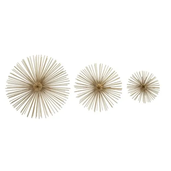 Wall Plaques-Kirkland's Home Metal Disc Starburst Wall Plaques, Set Of 3 Gold