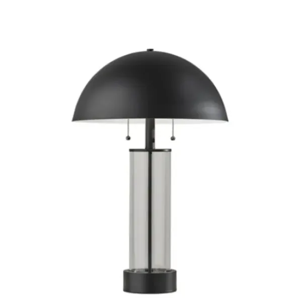 Table Lamps-Kirkland's Home Metal Dome And Clear Glass Table Lamp Black