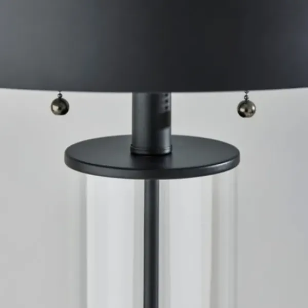Table Lamps-Kirkland's Home Metal Dome And Clear Glass Table Lamp Black