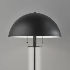 Table Lamps-Kirkland's Home Metal Dome And Clear Glass Table Lamp Black