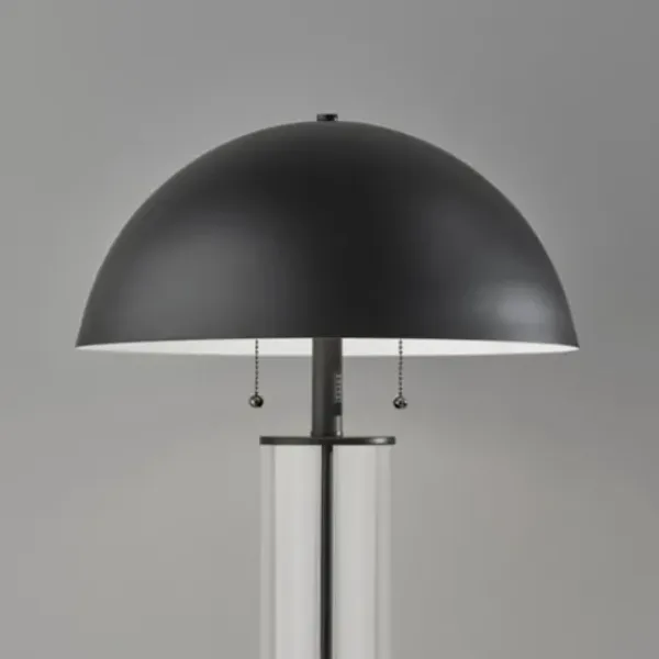 Table Lamps-Kirkland's Home Metal Dome And Clear Glass Table Lamp Black