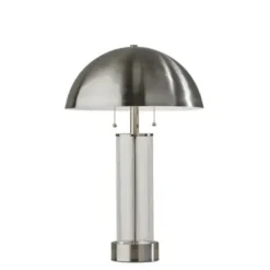 Table Lamps-Kirkland's Home Metal Dome And Clear Glass Table Lamp Silver