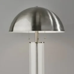 Table Lamps-Kirkland's Home Metal Dome And Clear Glass Table Lamp Silver