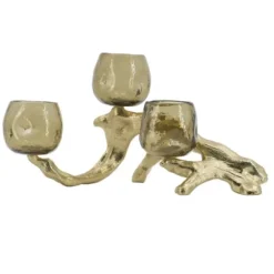 Candle Holders-Kirkland's Home Metal Driftwood Votive Candle Holder Gold