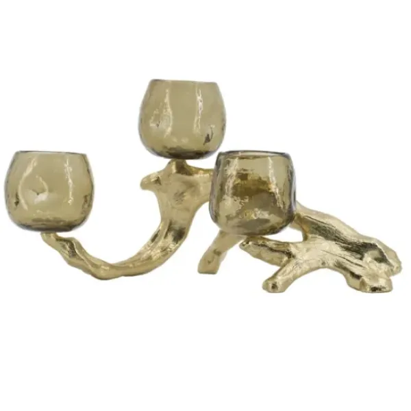 Candle Holders-Kirkland's Home Metal Driftwood Votive Candle Holder Gold