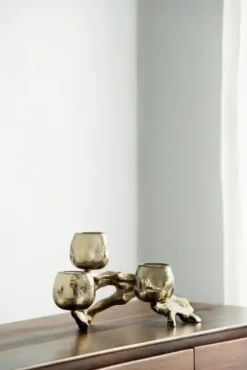 Candle Holders-Kirkland's Home Metal Driftwood Votive Candle Holder Gold