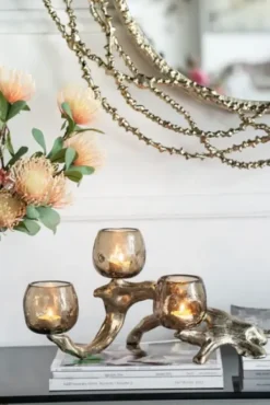 Candle Holders-Kirkland's Home Metal Driftwood Votive Candle Holder Gold