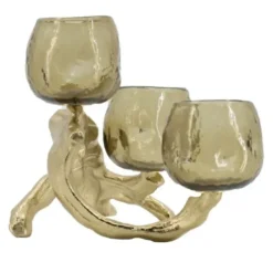 Candle Holders-Kirkland's Home Metal Driftwood Votive Candle Holder Gold