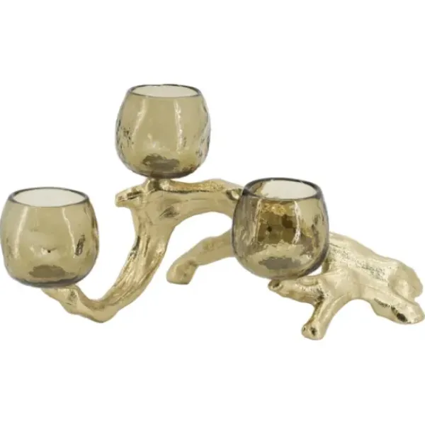 Candle Holders-Kirkland's Home Metal Driftwood Votive Candle Holder Gold