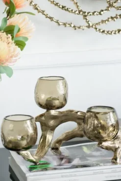 Candle Holders-Kirkland's Home Metal Driftwood Votive Candle Holder Gold