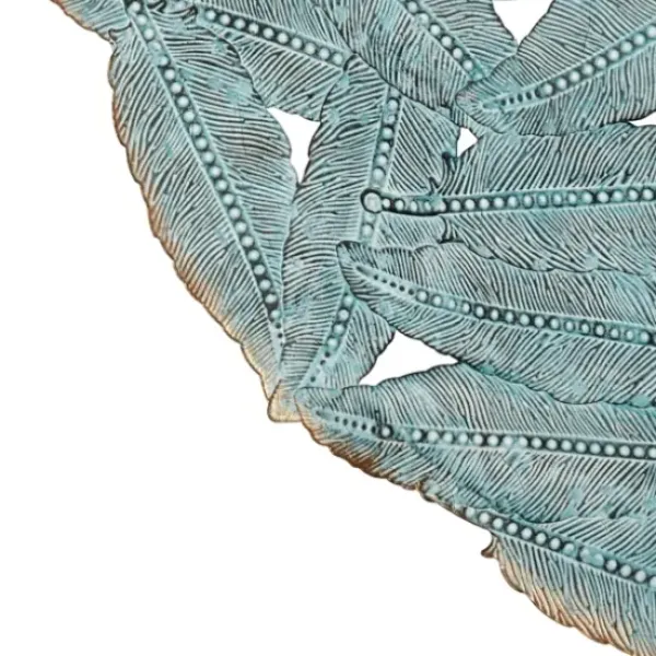 Wall Plaques-Kirkland's Home Metal Feather Round Wall Plaques, Set Of 3 Blue