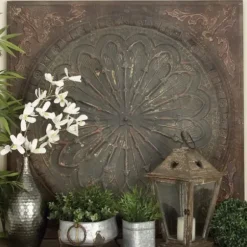 Wall Plaques-Kirkland's Home Metal Floral Medallion Wall Plaque Brown