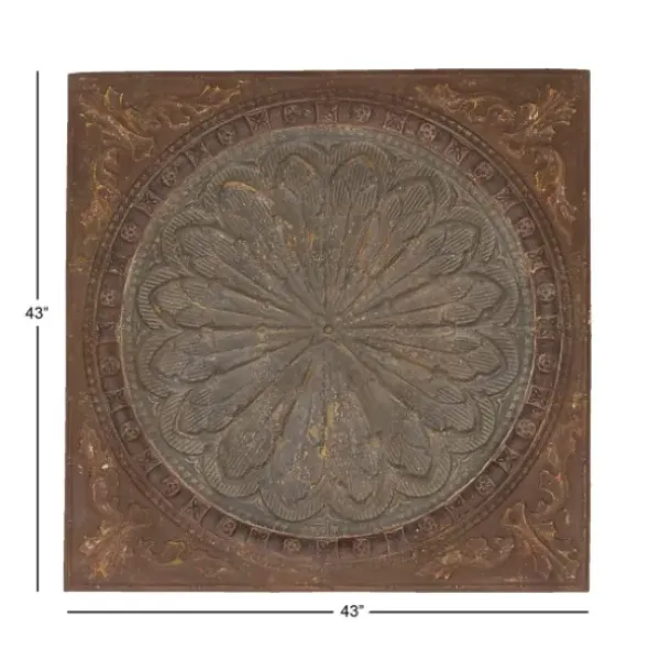 Wall Plaques-Kirkland's Home Metal Floral Medallion Wall Plaque Brown