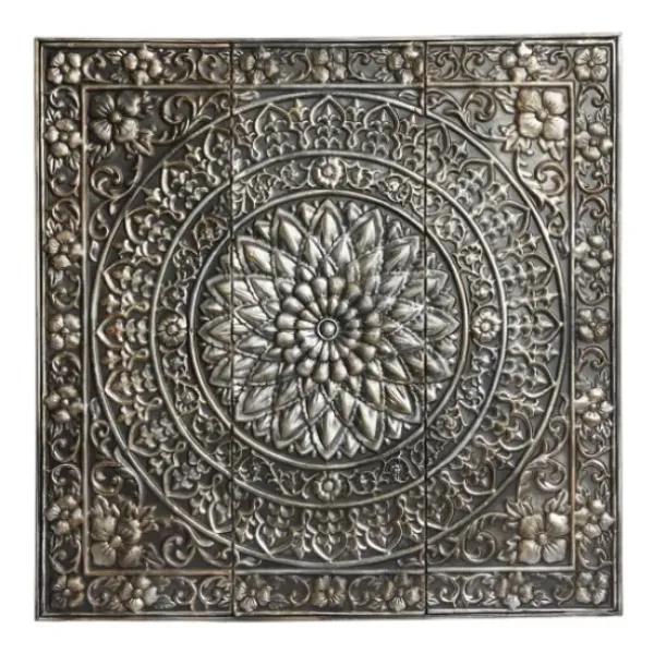 Wall Plaques-Kirkland's Home Metal Floral Scrollwork Wall Plaque Silver