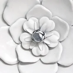 Wall Plaques-Kirkland's Home Metal Flower Wall Plaques, Set Of 3 White