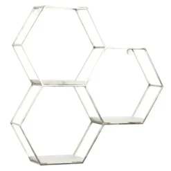 Shelves-Kirkland's Home Metal Frame And White Marble Wall Shelf Silver