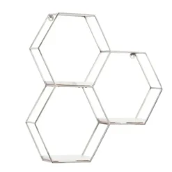 Shelves-Kirkland's Home Metal Frame And White Marble Wall Shelf Silver